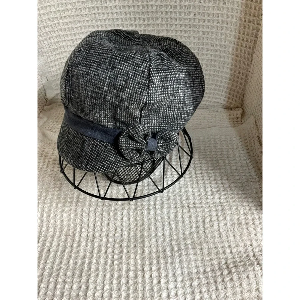 Dark Academia Womens Unbranded Newsboy Cap One Size Grey Tweed Bow Hat